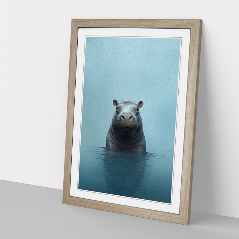 Hippo Minimalism - Framed Print