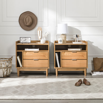 Gheorghe Solid Wood 2-Drawer Nightstands