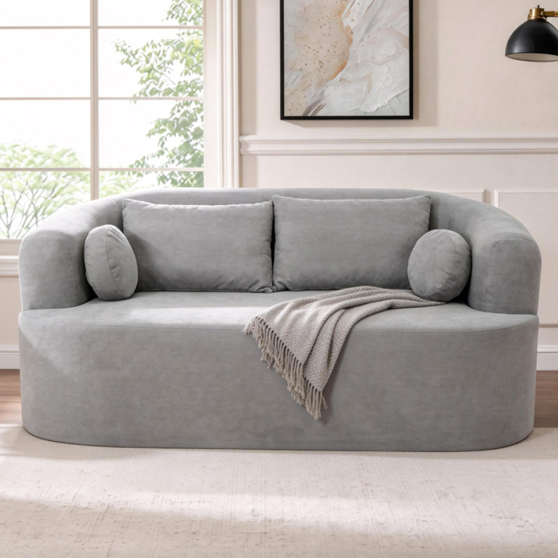 Canapé-dans-une-causeuse, Gray, Grey Chenille