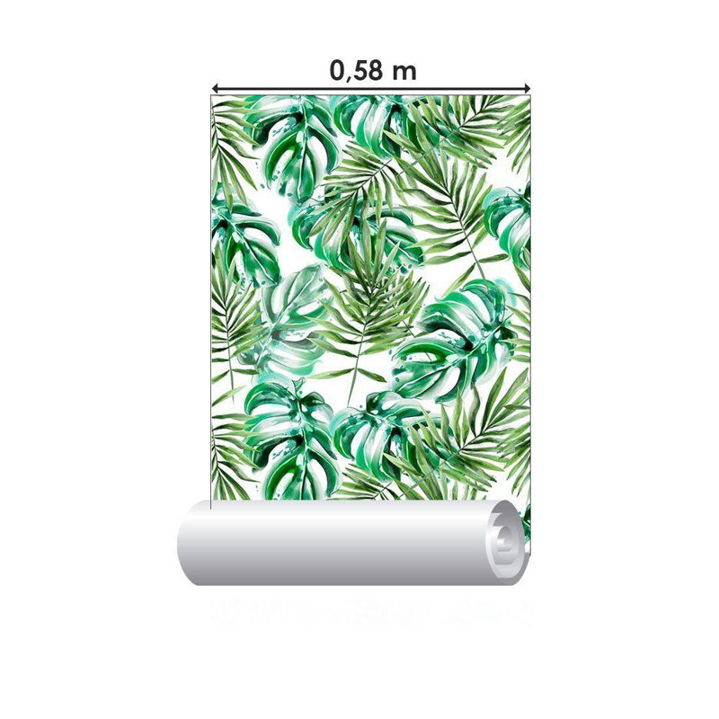 Rouleau de papier peint adhésif Sclafani, Blanc / Vert, L 126 po x l 24 po