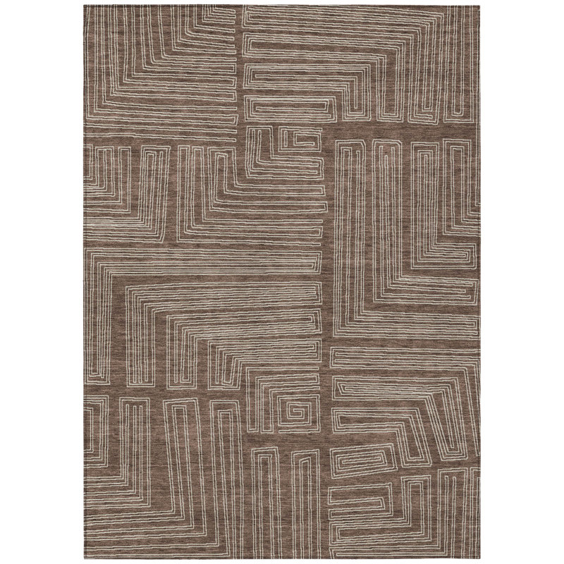 Clayra Brown Washable Indoor-Outdoor Rug - , 9' x 12'