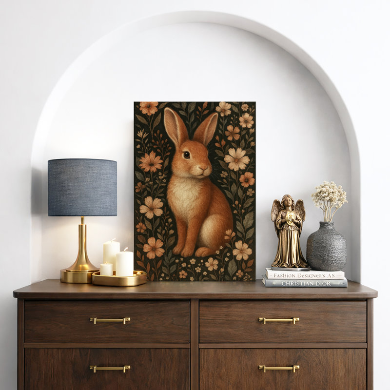 Œuvre d'art de portrait de lapin rétro, photos de salon, impression sur toile encadrée, H 48 po x l 32 po x P 1,5 po