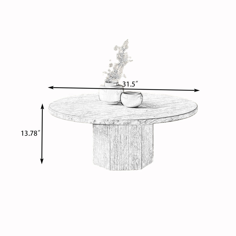 Table basse en pierre, H 13,78 po x l 31,5 po x P 31,5 po