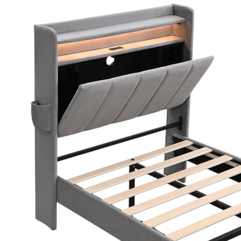 Debarata Upholstered Storage Bed, Single (3')