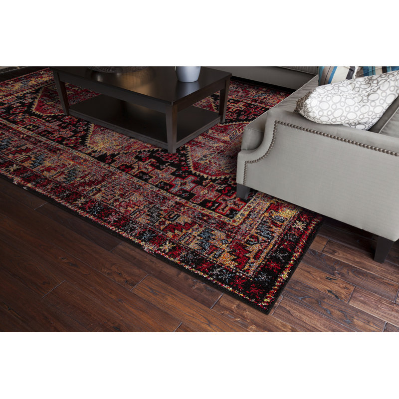 Antique Black/Red Area Rug, Rectangle 5'3" x 7'3"