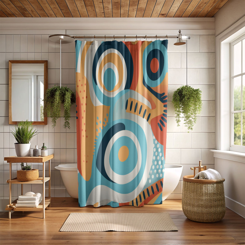 Rideau de douche Varied Abstract - Premium, H 74 po x l 71 po