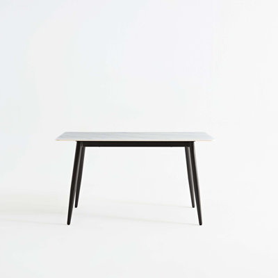 1.6M Modern Stone Rectangular Dining Table With Reinforced Metal Base For Home Use