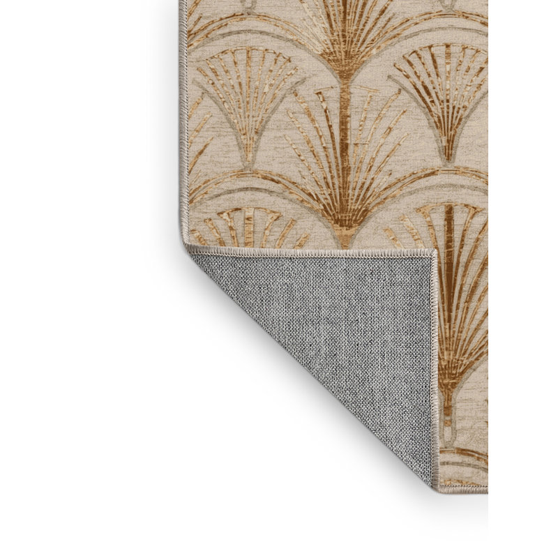 Machine Washable Laverock New Years Modern & Contemporary Abstract Rug in Beige – Beige Binding, 5x7
