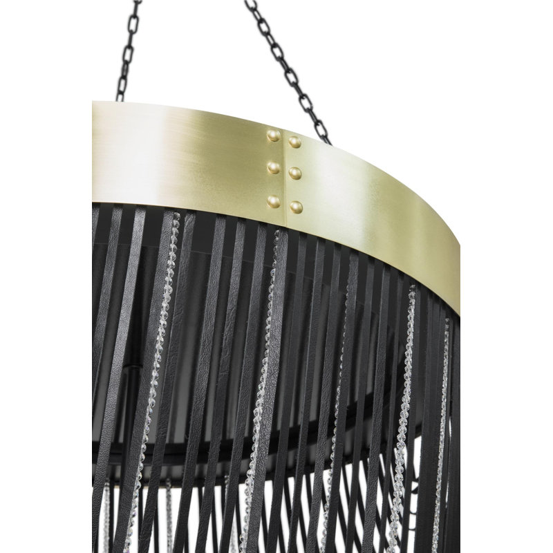 Brass & Leather Fringe Chandelier