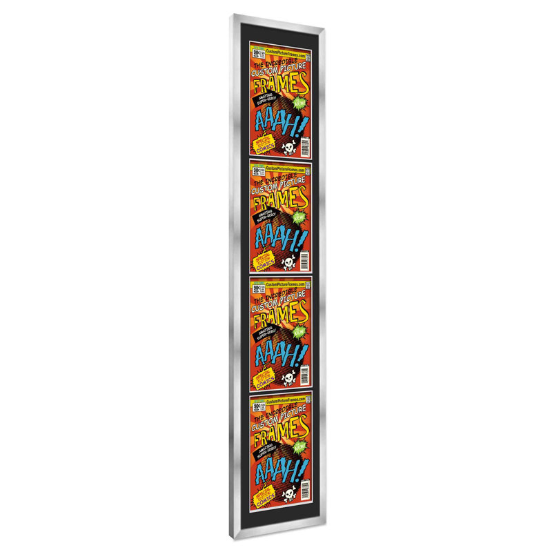 Wood Picture Frame with Mat, 7.25" x 10.5", Silver/Black