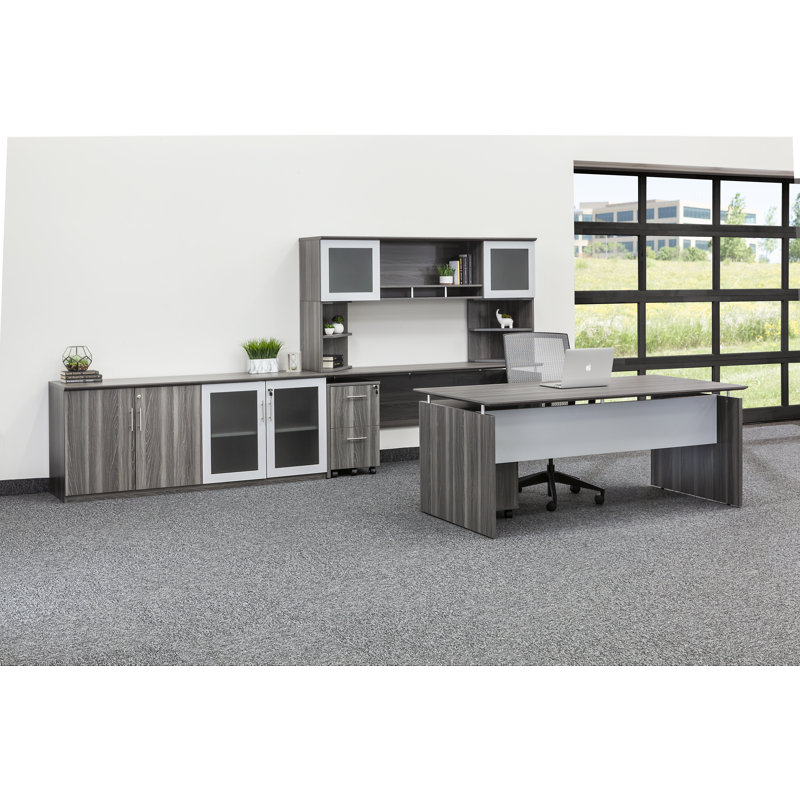 Medina Corner Bookcase, Gray Steel