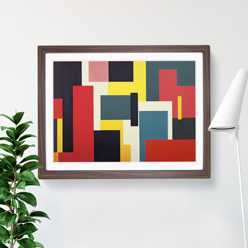 Bauhaus Abstract Vol.6 - Single Picture Frame Print, 46cm H x 64cm W x 2cm D, Walnut