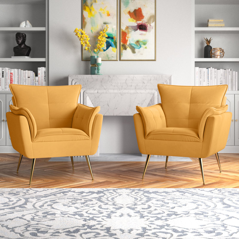 Toulouse Upholstered Armchair, Mustard Velvet