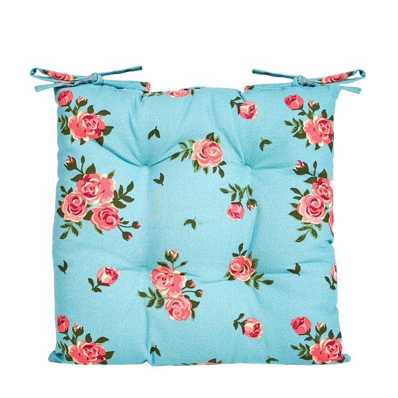 Set Of Two Rose Seat Pads, Blue
