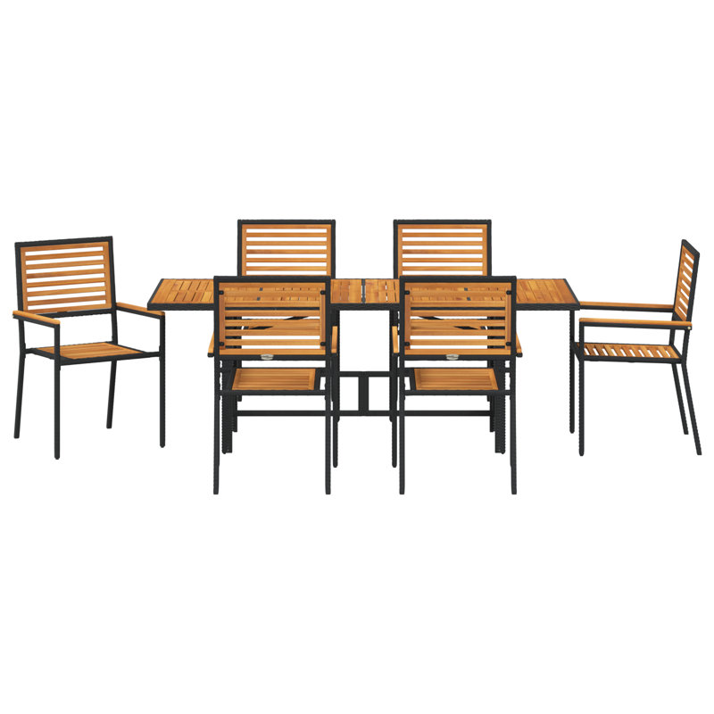 6 - Person Patio Dining Set with Rectangular Table, Beige