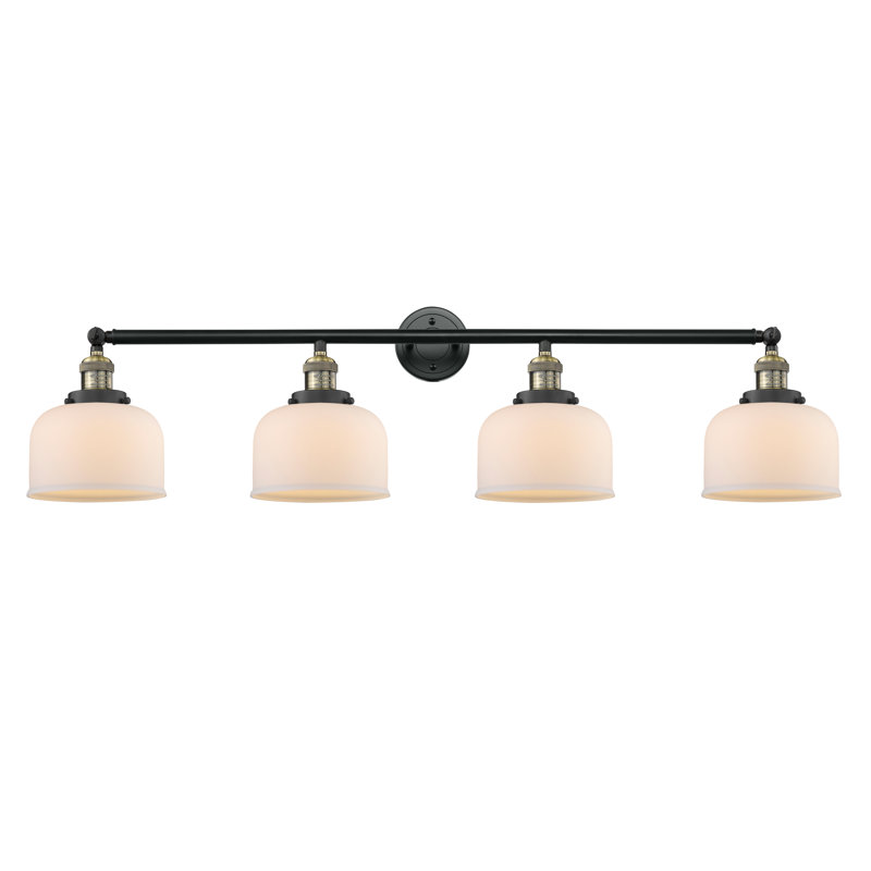 Cochrane 4 - Light Dimmable Vanity Light, Matte White Cased, Antique Brass, 3.5 Watt Vintage LED Bulb