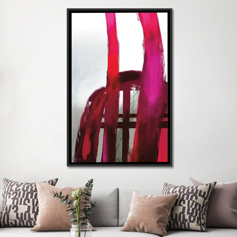 « fuchsia ii », reproduction sur toile, H 26 po x l 18 po x P 1,5 po, Toile avec cadre noir, Pas de tapis