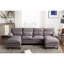 Canapé modulaire en U, 4 places avec méridienne, tissu éponge, gris pour le salon de la décoration intérieure, coussin double, 4-75624321