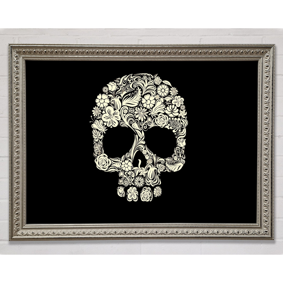 Skulls Floral - Einzelner Bilderrahmen Druck