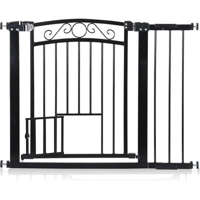 Barrière de sécurité réglable pour bébé et animal avec porte pour chat, 30 à 41 pouces de large, montée sous pression