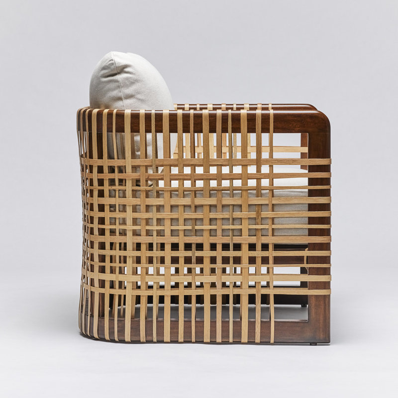Palms Armchair, Light Chestnut, Straw Faux leather