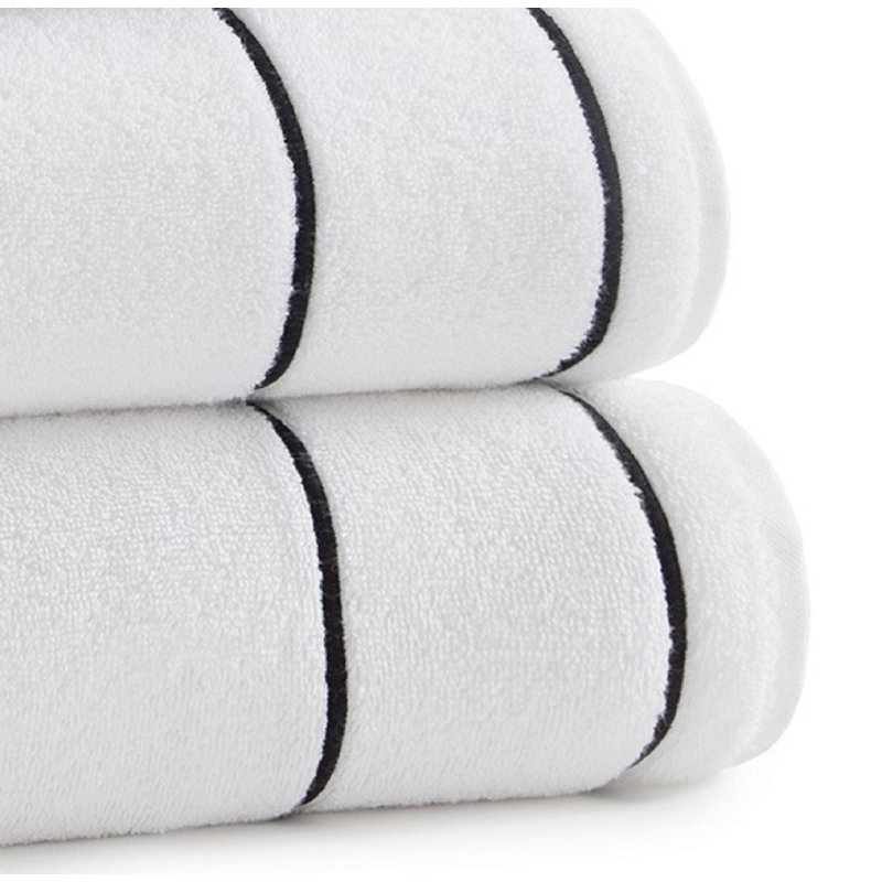 Lombard 100% Cotton Wash Cloth, White/Black