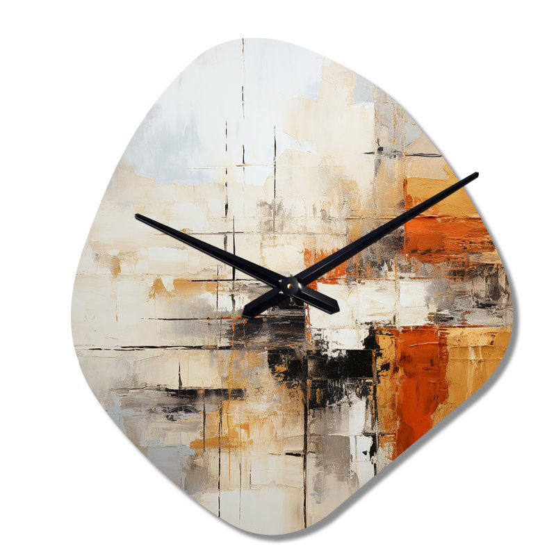 Orange orange - Impressions fractales abstraites - Grande horloge murale orange en forme de nébuleuse - Forme unique, Petit