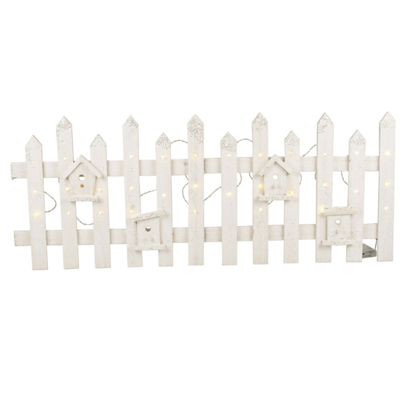39.88cm H x 89.92cm W Wood Border Fence, White