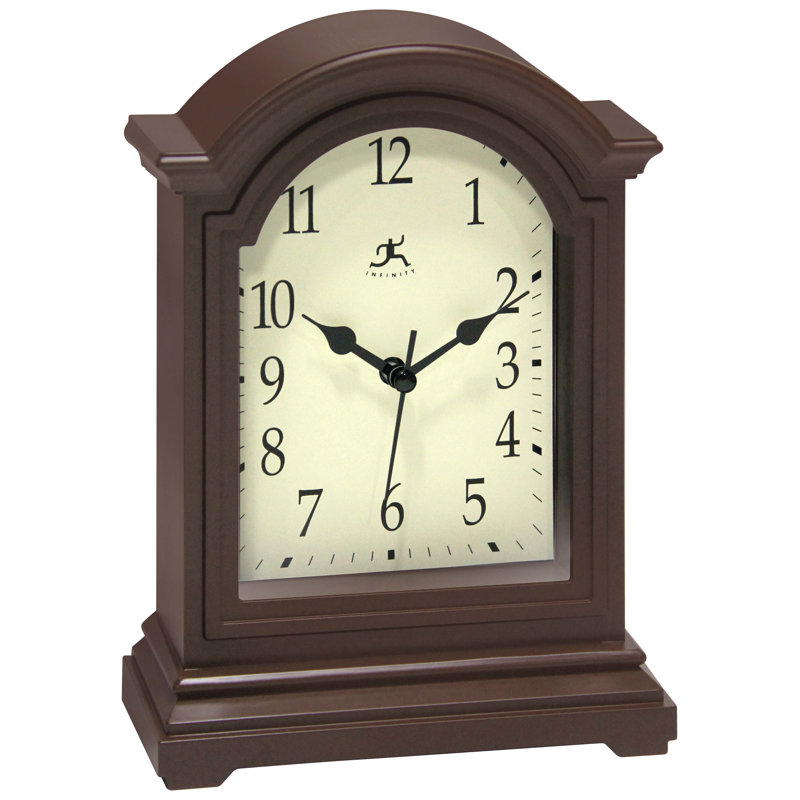 Horloge de table classique en plastique 9 pouces, Brun