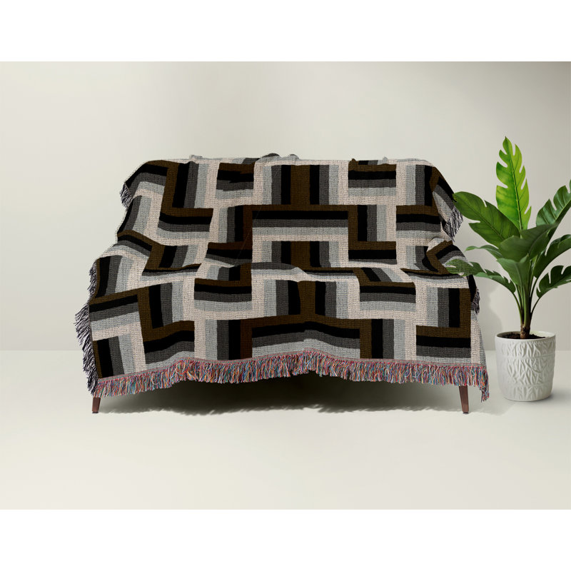 Jeté en mélange de coton Jansen, Noir, L 60 po x l 50 po