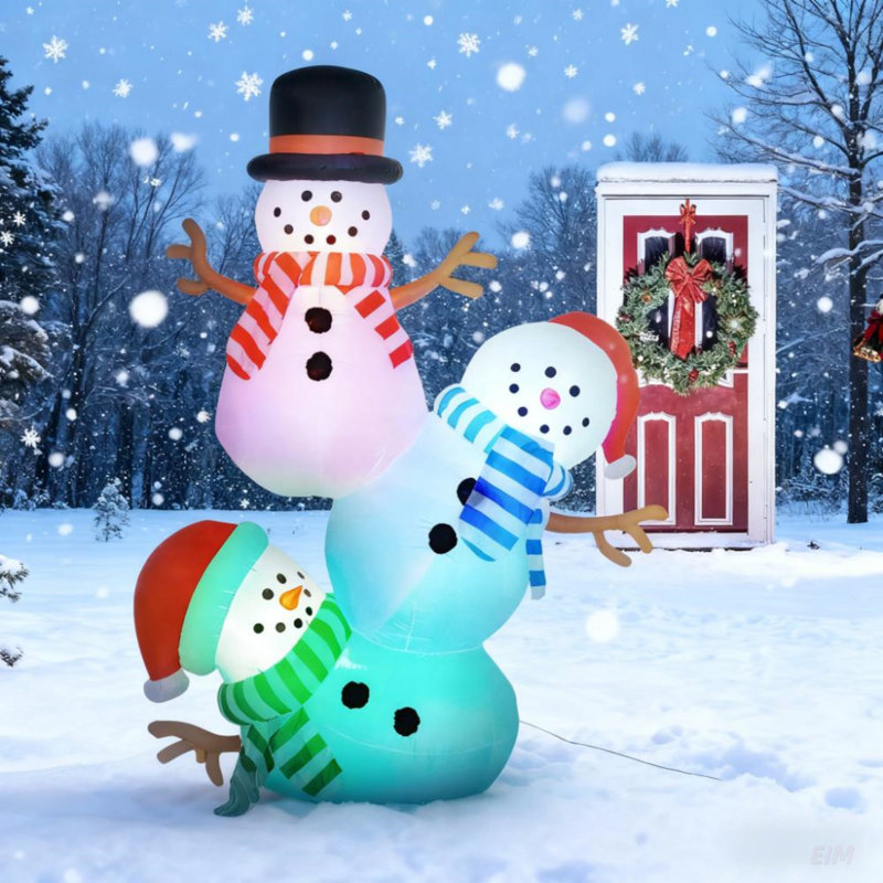 8,2 pi, bonhommes de neige gonflables de Noël empilés avec lumières DEL 8,2 pour décor festif