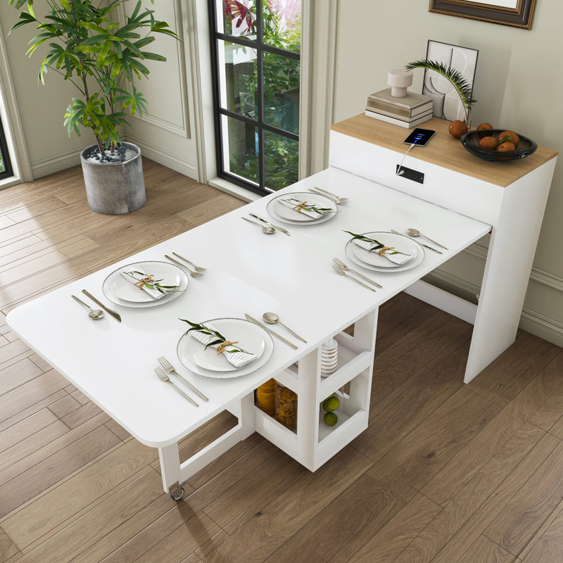Table de salle à manger extensible de 73 pouces de long, White
