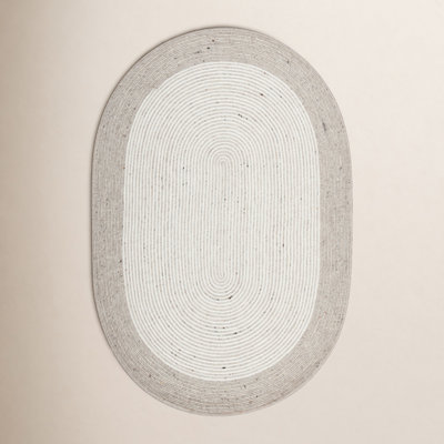 Aria Beige Ivory Hand-Woven Geometric Wool Rug
