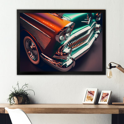 Rétro voiture rétro pendant l'heure dorée - reproduction sur toile