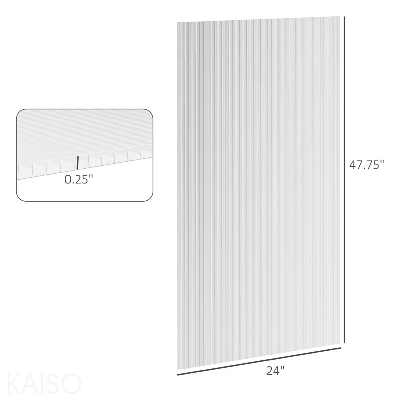 Paquet de 14 panneaux de serre en polycarbonate Outsunny, 4 panneaux de polycarbonate à paroi simple de 4 pi x 2 pi x 0,16 po, feuilles de plastique imperméables et protégées contre les rayons UV, transparent