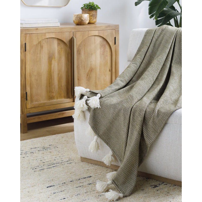 Becki Owens x Livabliss Kapri Handmade Throw Blanket, Olive