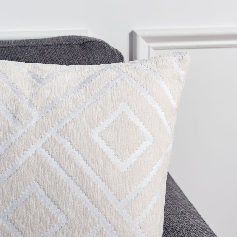 Ivory 18" Square Triska Pillow with Basketweave Pattern