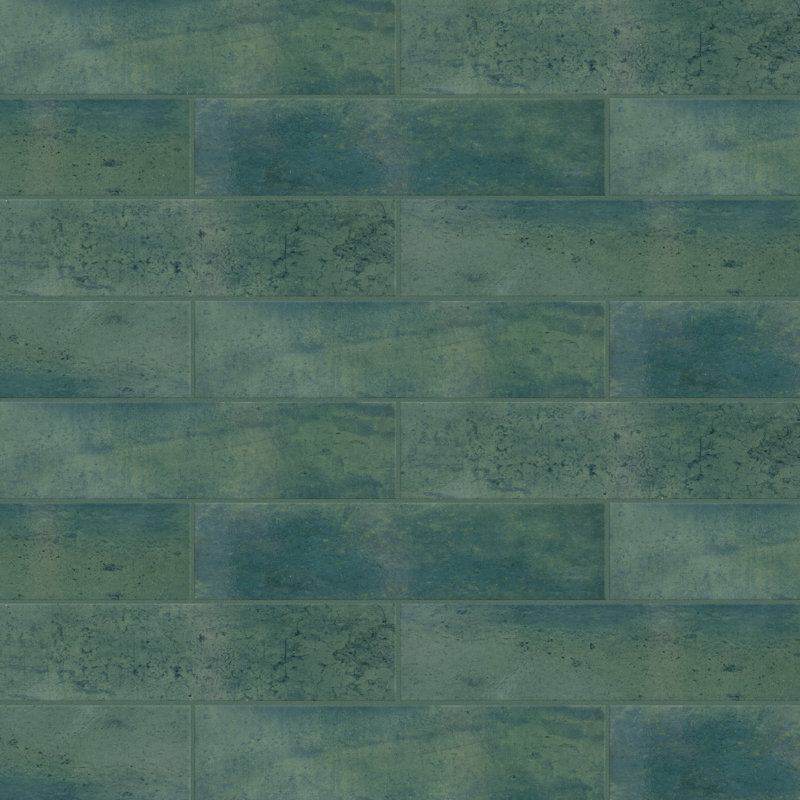Capri 3" x 10" Porcelain Stone Look Subway Wall Floor Use Tile, Green