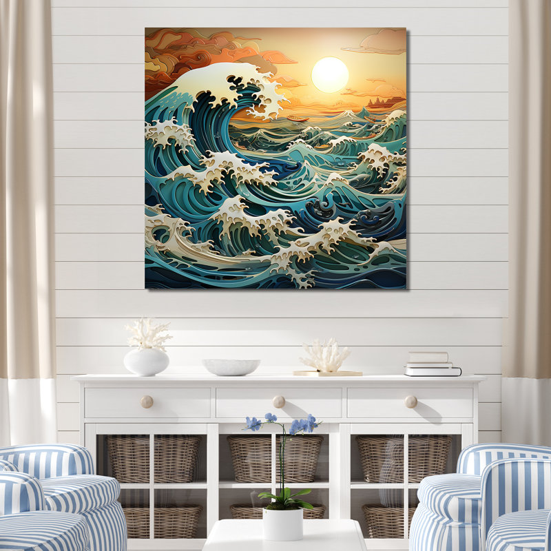 Océan charme vif effet bois coupé IV, H 16 po x l 16 po x P 1 po, Toile tendue