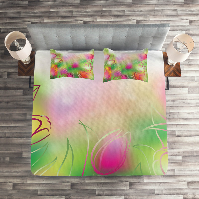 Eclectic Polyester Floral Coverlet, King Bedspread + 2 Shams