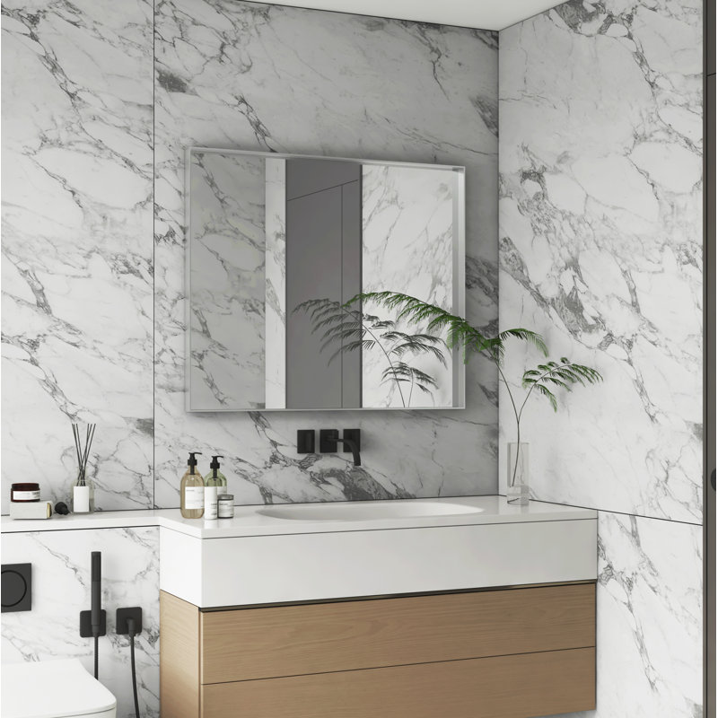 Miroir rectangulaire argenté, 30 po x 40 po