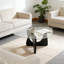 Table basse moderne triangulaire avec base en bois massif et table d'appoint en verre Triangle