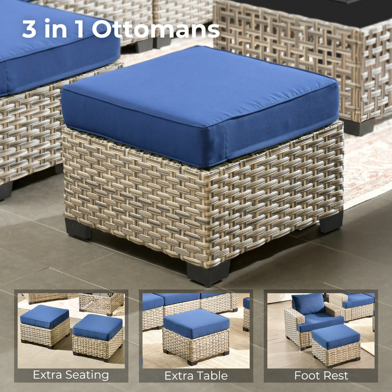 7 Piece Sofa Seating Group With Cushions, Navy