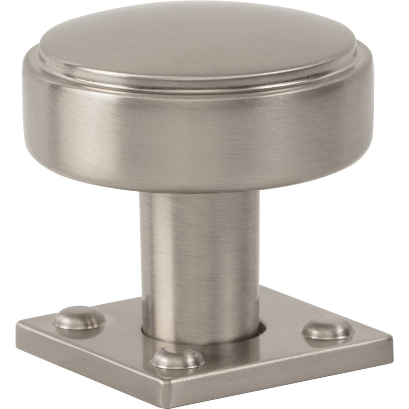 Brushed Nickel Round Knob with Mounting Hardware