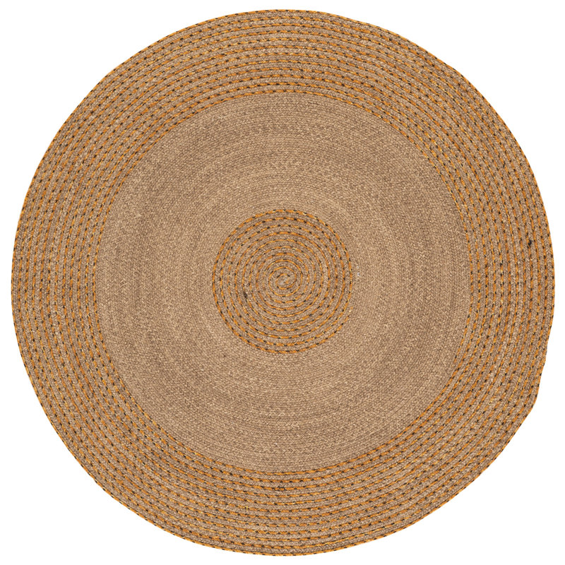 Braided Hand Woven No Pattern Indoor Rug, 5'-0" x 5'-0" Round