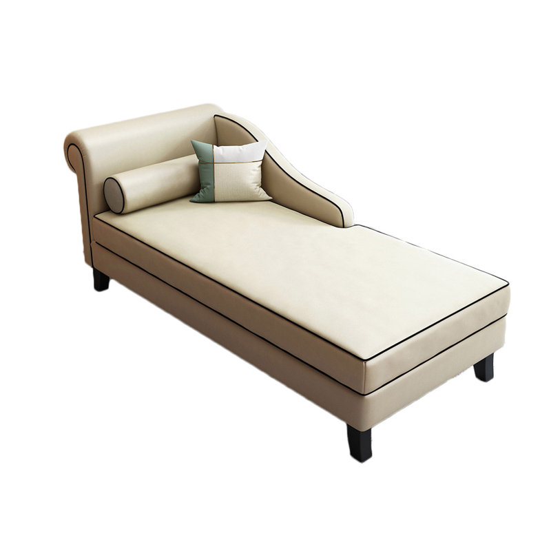 Chaise longue rembourrée Gibeon, Beige, Accoudoir à gauche (vu de face)