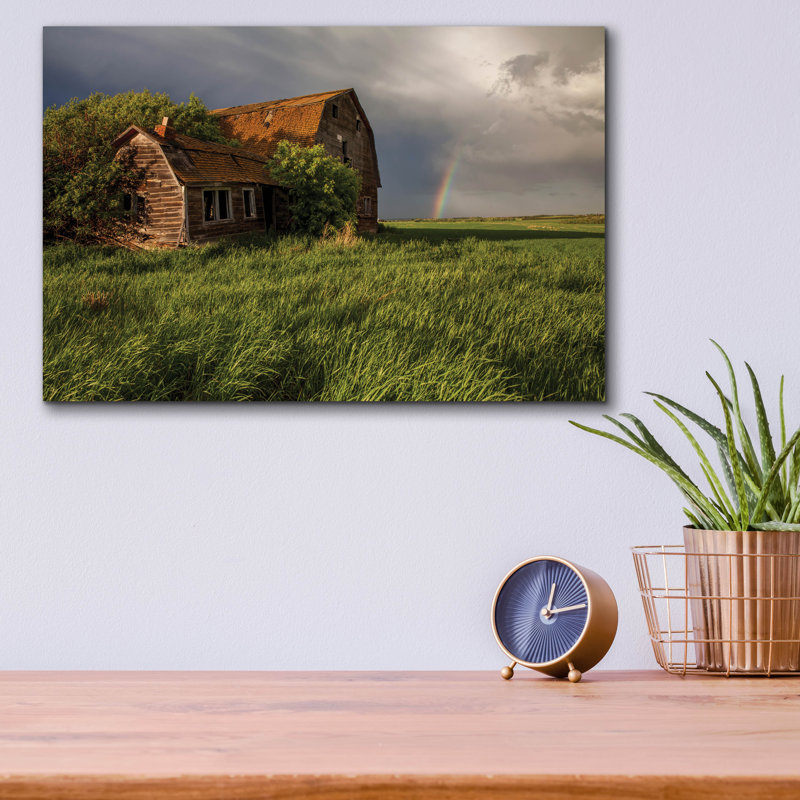  «Barn Sunset 2» par Joe Reimer, art mural en verre acrylique, 16 po x 12 po, H 12 po x l 16 po x P 0,13 po
