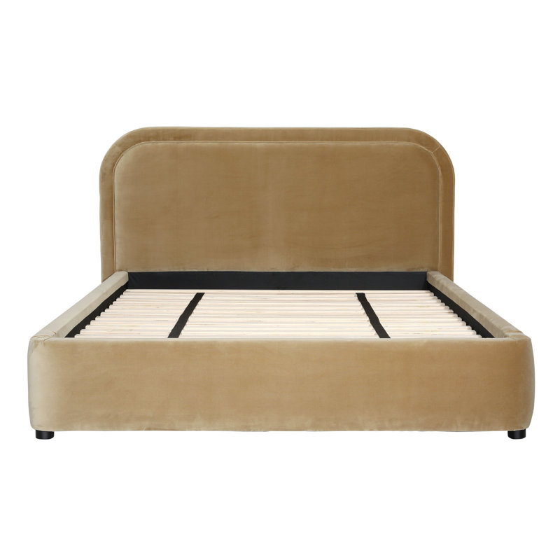 Agi Polyester Velvet Bed, Camel, Queen, Queen, Camel