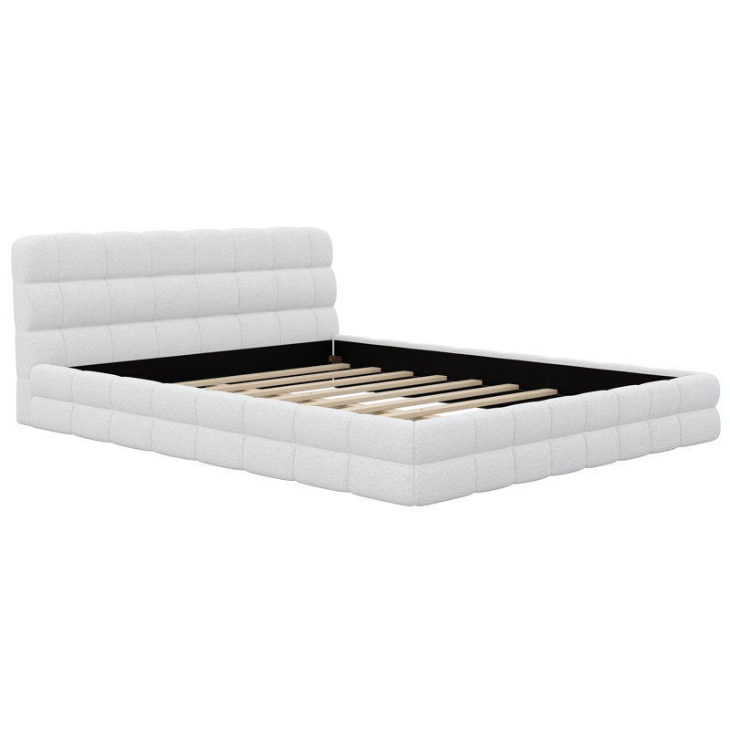 Lit plateforme tapissier, Blanc