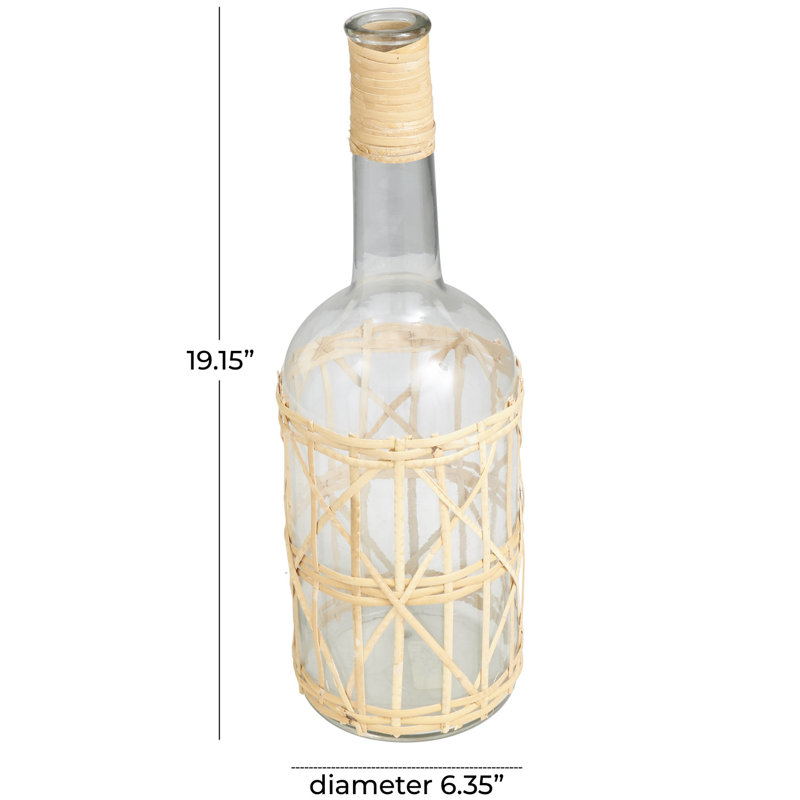 Vase de plancher en verre fait à la main Marmo, H 19,15 po x l 7,45 po x P 7,5 po